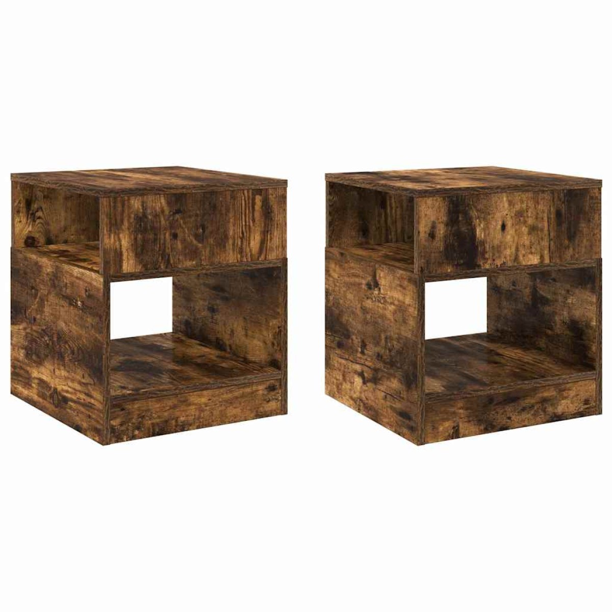 vidaXL End Table 2 τμχ. Καπνιστό Δρύς 40,5 x 40 x 45 εκ