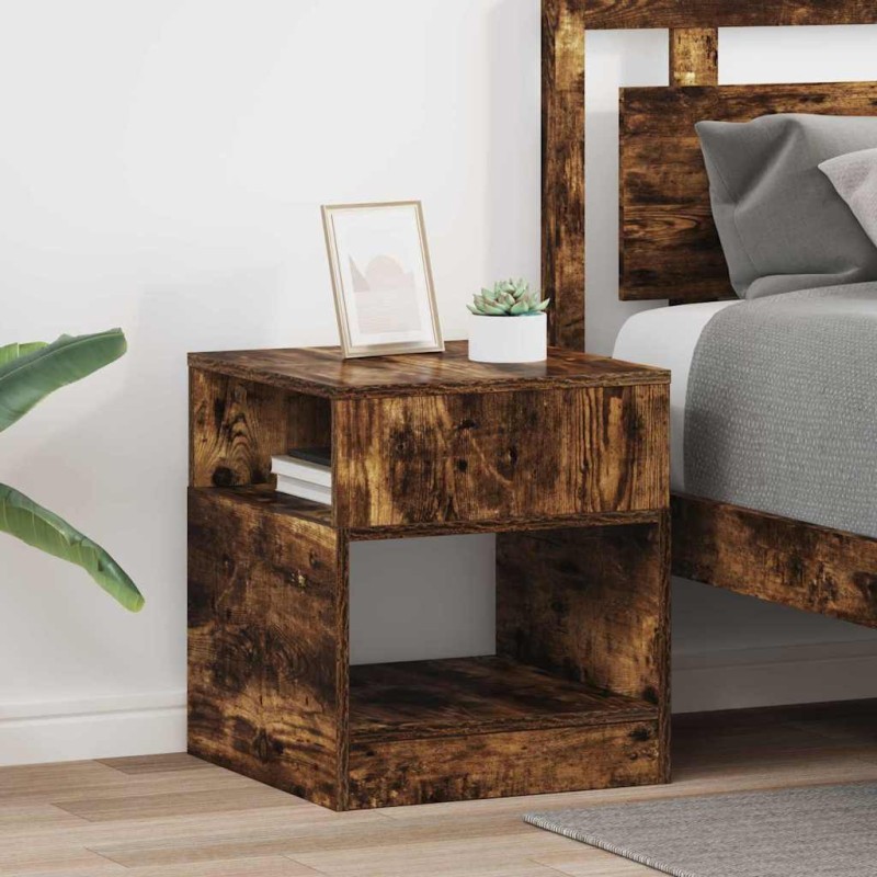 vidaXL End Table 2 τμχ. Καπνιστό Δρύς 40,5 x 40 x 45 εκ