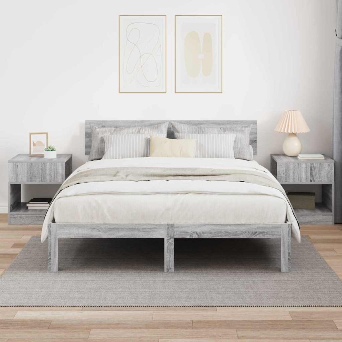 vidaXL End Table 2 τμχ. Γκρίζο Σονομα 40,5 x 40 x 45 εκ