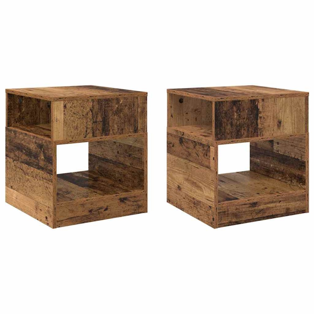 vidaXL End Table 2 τμχ. Παλιό ξύλο 40,5 x 40 x 45 εκ