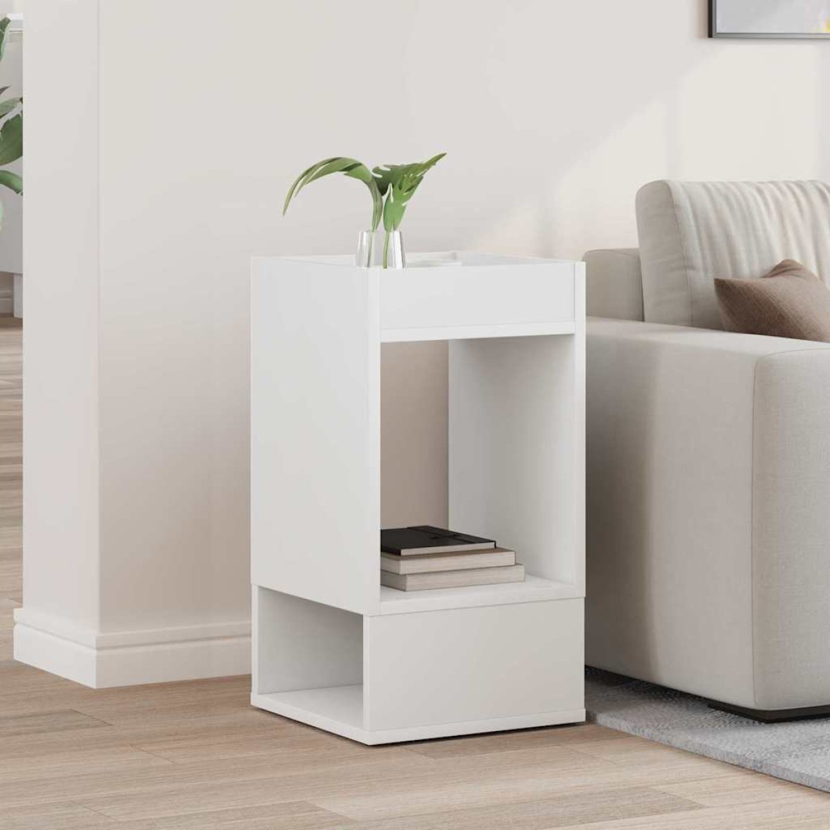 vidaXL End Table Λευκό 30 x 30 x 56 εκ. Επεξεργασμένο Ξύλο