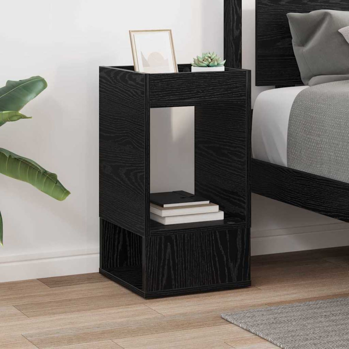 vidaXL End Table Μαύρη Οξυά 30 x 30 x 56 εκ. Επεξεργασμένο Ξύλο