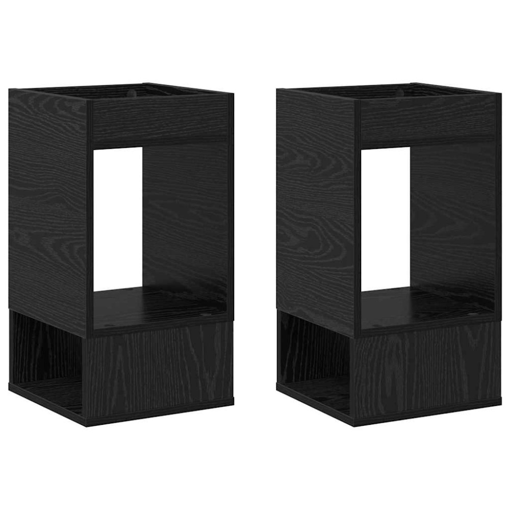 vidaXL End Table 2 τμχ. Μαύρη Οξυά 30 x 30 x 56 εκ. Επεξεργασμένο Ξύλο