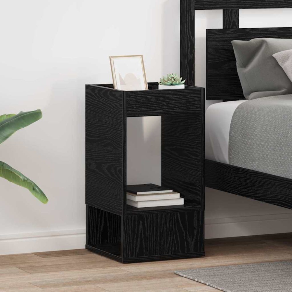 vidaXL End Table 2 τμχ. Μαύρη Οξυά 30 x 30 x 56 εκ. Επεξεργασμένο Ξύλο