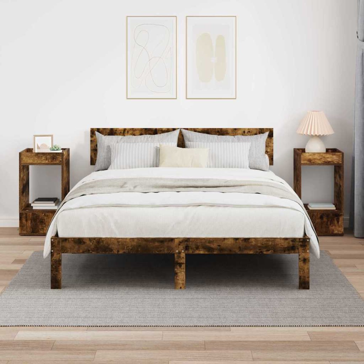 vidaXL End Table 2 τμχ. Καπνιστό Δρύς 30 x 30 x 56 εκ.