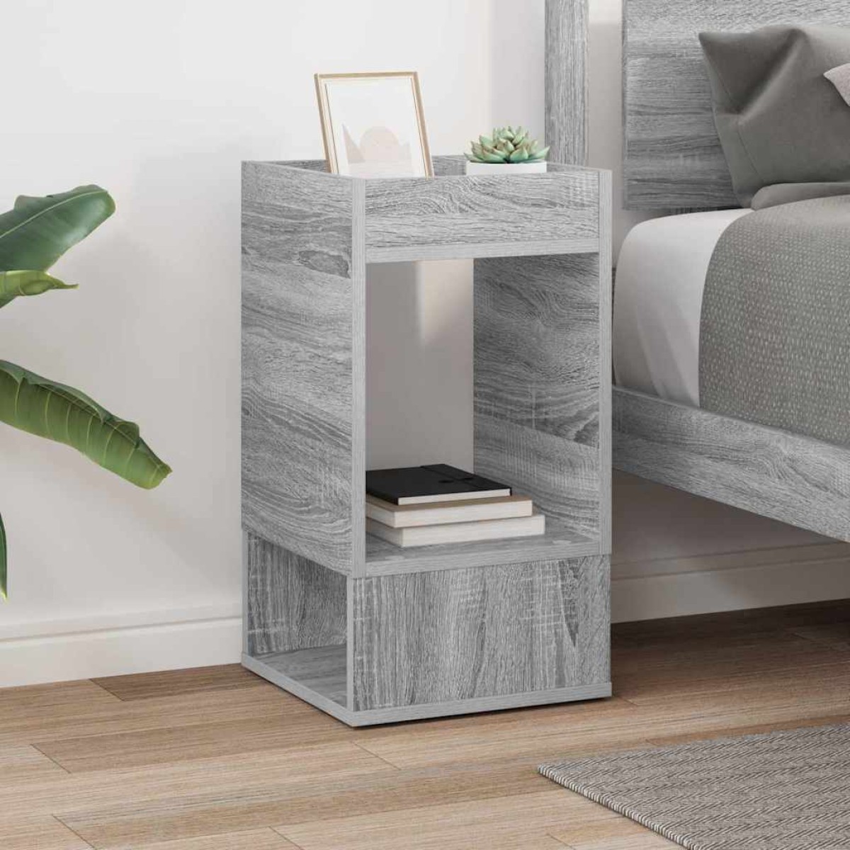 vidaXL End Table Γκρίζο Σονομα 30 x 30 x 56 εκ. Επεξεργασμένο Ξύλο