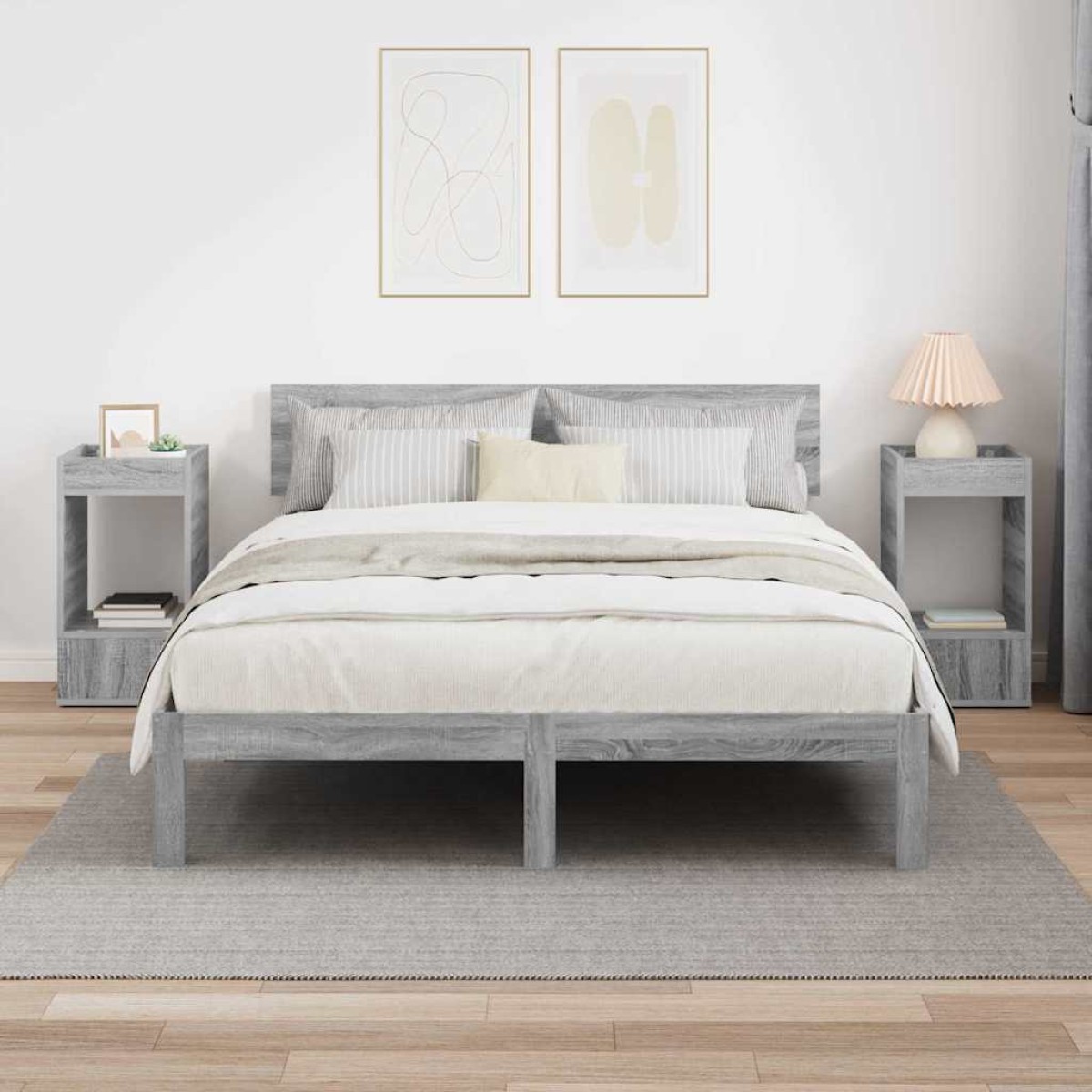 vidaXL End Table 2 τμχ. Γκρίζο Σονομα 30 x 30 x 56 εκ.