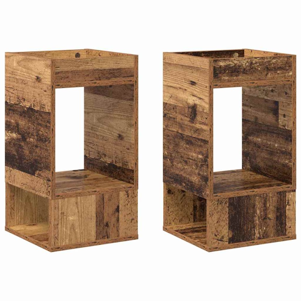 vidaXL End Table 2 τμχ. Παλιό ξύλο 30 x 30 x 56 εκ. Επεξεργασμένο Ξύλο