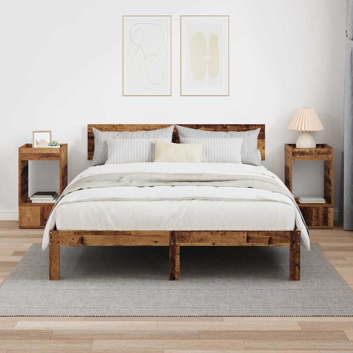 vidaXL End Table 2 τμχ. Παλιό ξύλο 30 x 30 x 56 εκ. Επεξεργασμένο Ξύλο