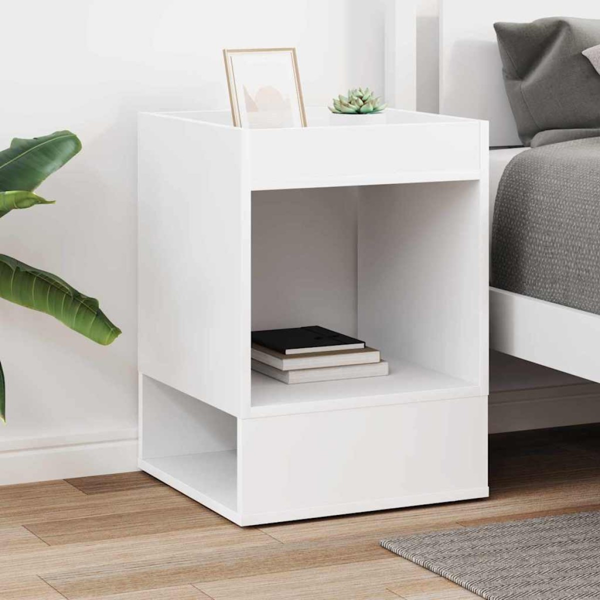 vidaXL End Table Λευκό 40 x 40 x 56 εκ. Επεξεργασμένο Ξύλο