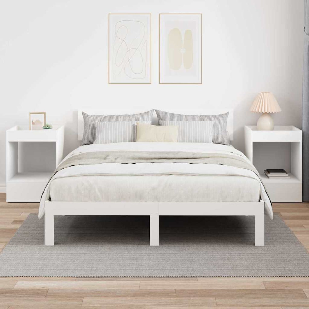 vidaXL End Table 2 τμχ. Λευκό 40 x 40 x 56 εκ. Επεξεργασμένο Ξύλο
