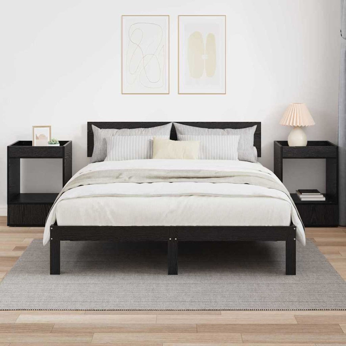 vidaXL End Table 2 τμχ. Μαύρη Οξυά 40 x 40 x 56 εκ. Επεξεργασμένο Ξύλο