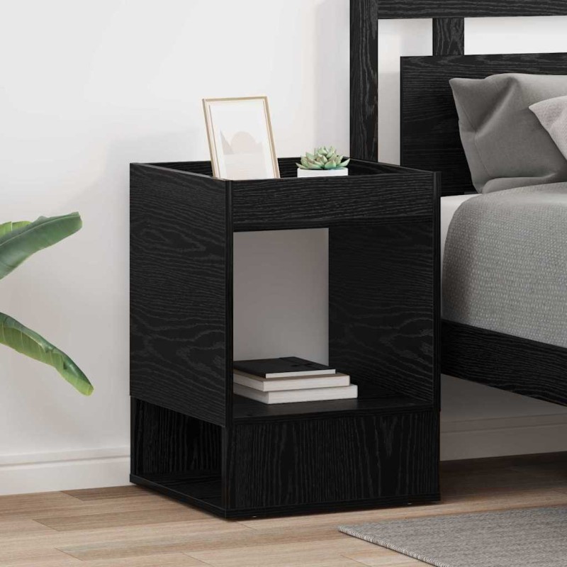 vidaXL End Table 2 τμχ. Μαύρη Οξυά 40 x 40 x 56 εκ. Επεξεργασμένο Ξύλο