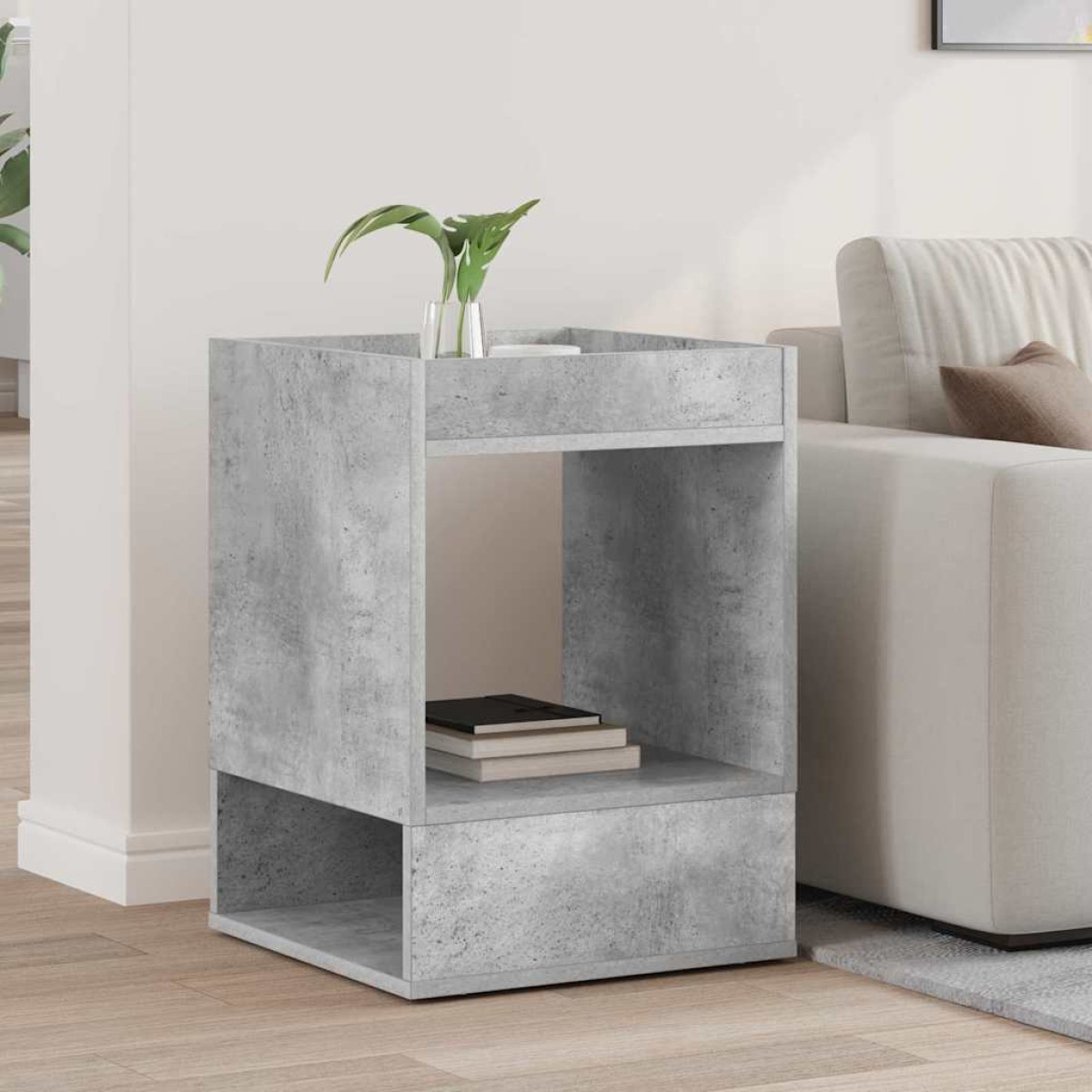 vidaXL End Table Σκυρόδεμα Γκρι 40 x 40 x 56 εκ. Επεξεργασμένο Ξύλο