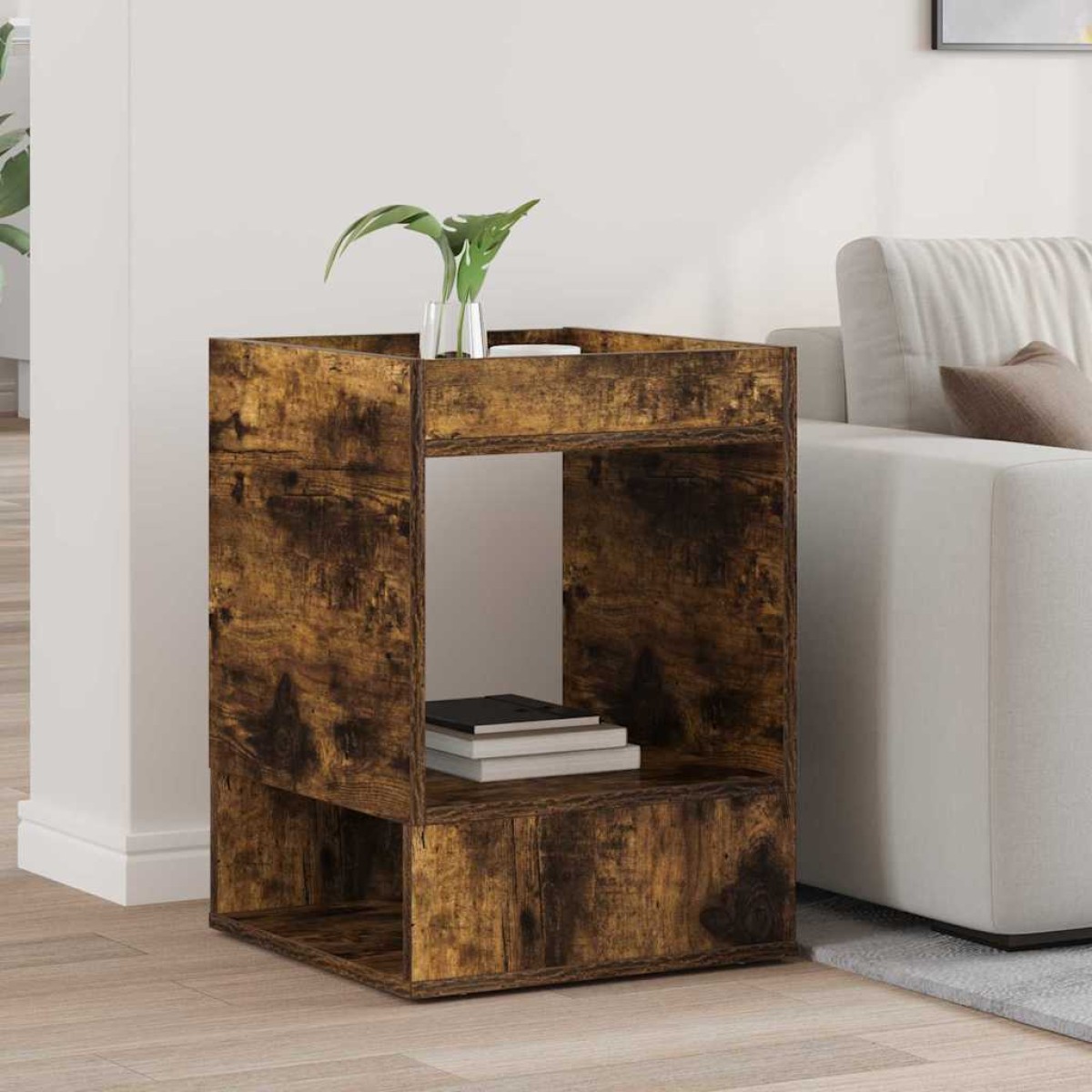 vidaXL End Table Καπνιστό Δρύς 40 x 40 x 56 εκ. Επεξεργασμένο Ξύλο
