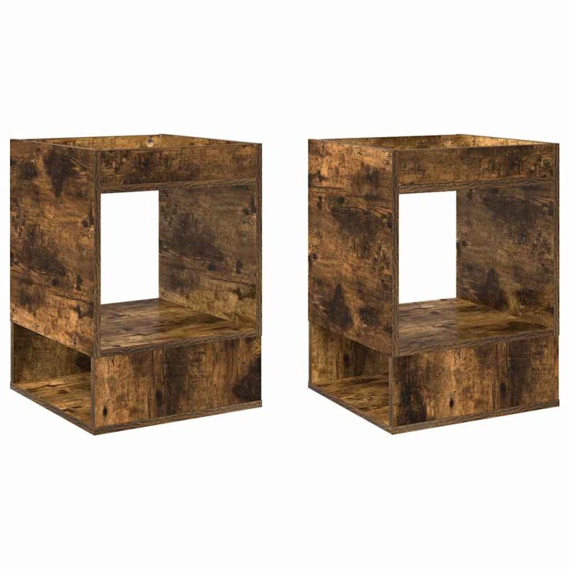 vidaXL End Table 2 τμχ. Καπνιστό Δρύς 40 x 40 x 56 εκ.