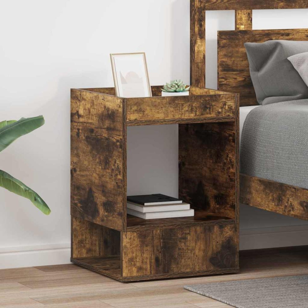 vidaXL End Table 2 τμχ. Καπνιστό Δρύς 40 x 40 x 56 εκ.