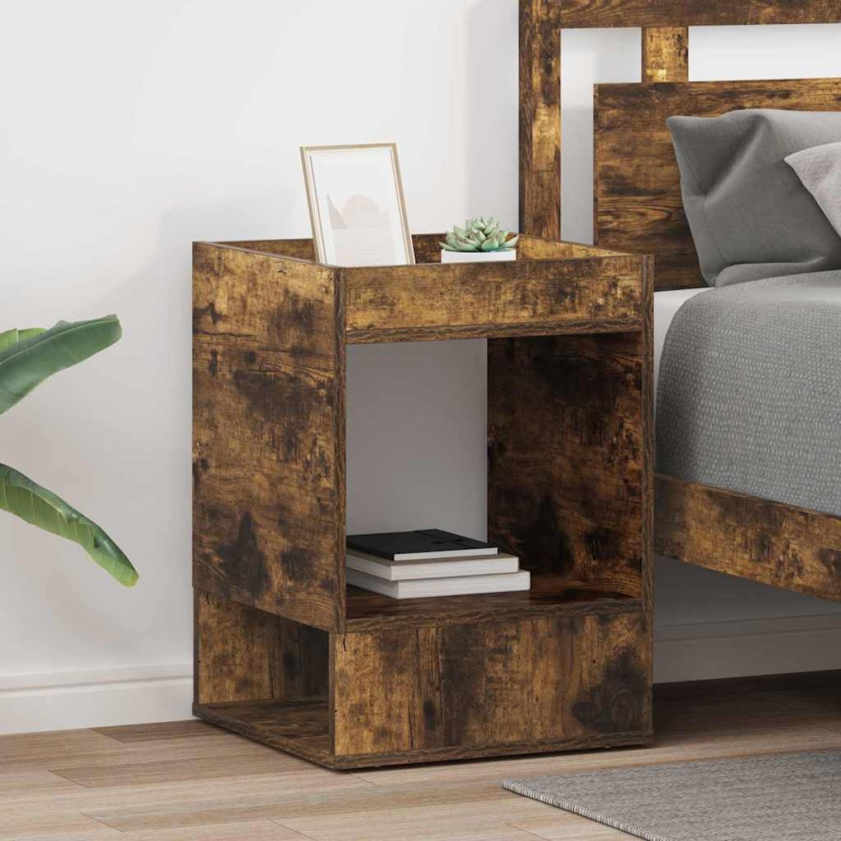 vidaXL End Table 2 τμχ. Καπνιστό Δρύς 40 x 40 x 56 εκ.