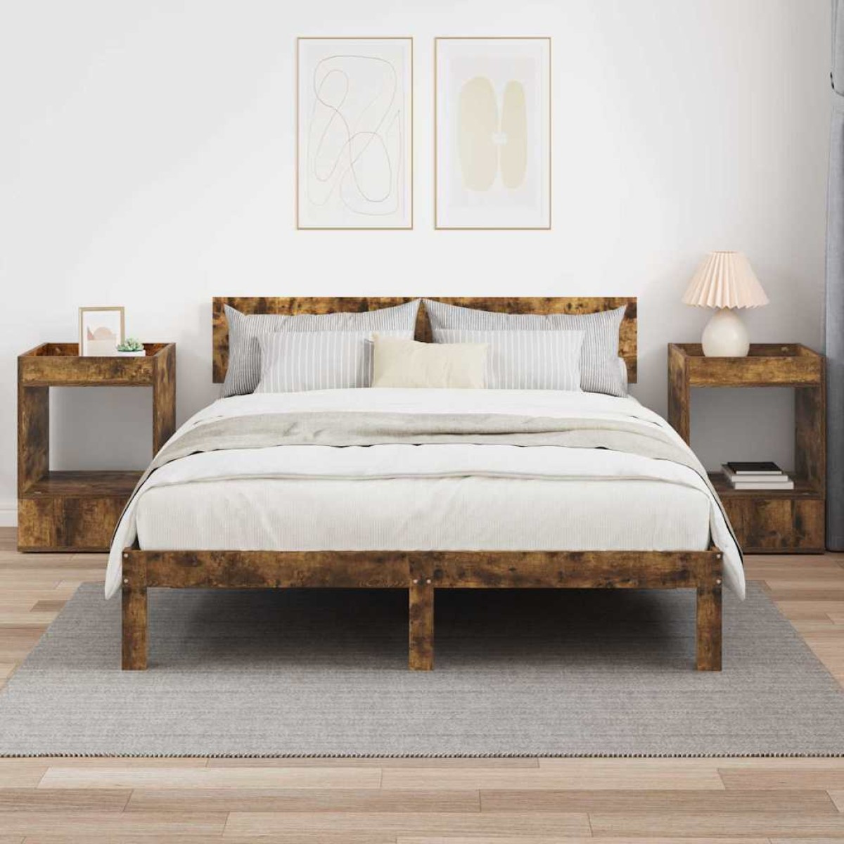 vidaXL End Table 2 τμχ. Καπνιστό Δρύς 40 x 40 x 56 εκ.