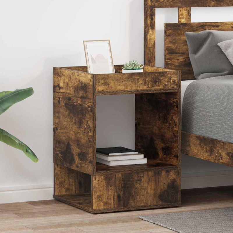 vidaXL End Table 2 τμχ. Καπνιστό Δρύς 40 x 40 x 56 εκ.