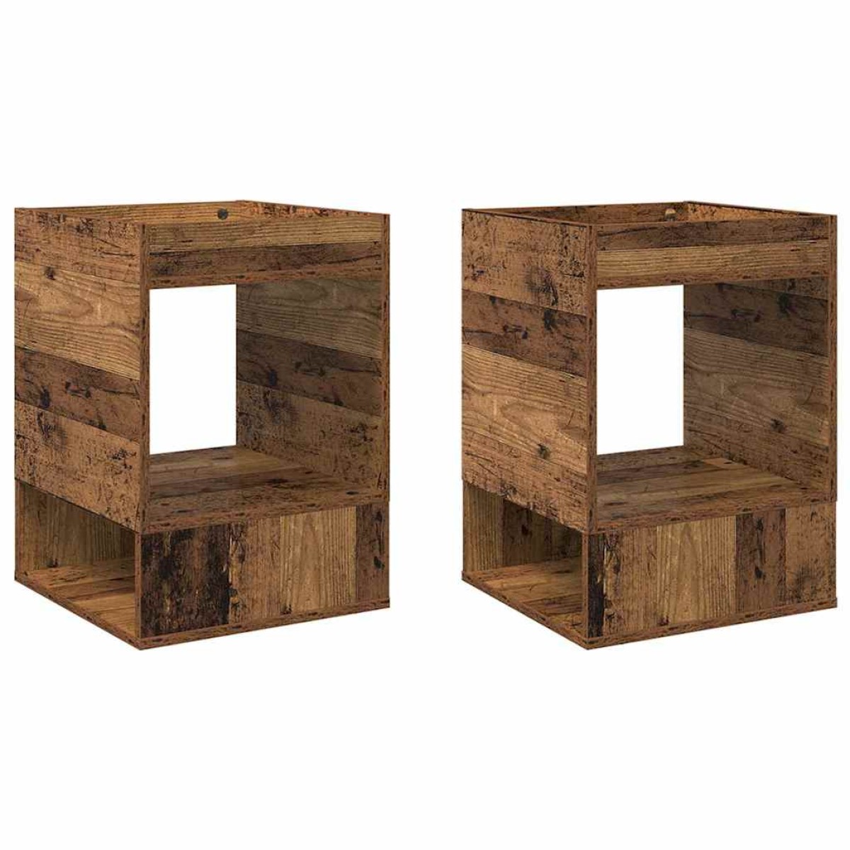 vidaXL End Table 2 τμχ. Παλιό ξύλο 40 x 40 x 56 εκ. Επεξεργασμένο Ξύλο