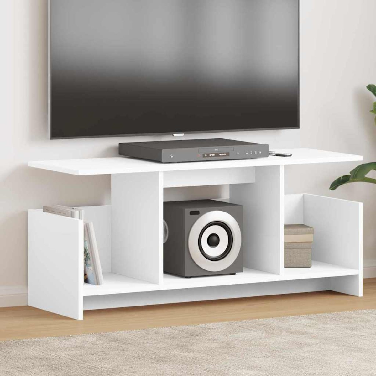 vidaXL Βάση TV 102 x 35 x 45 εκ. Λευκό Επεξεργασμένο Ξύλο