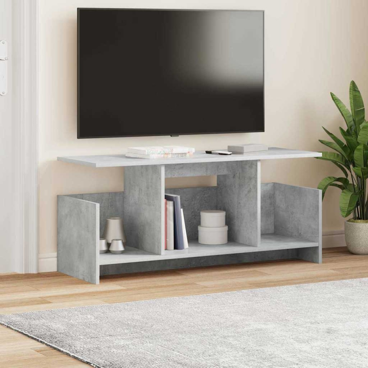 vidaXL Βάση TV 102 x 35 x 45 εκ. Σκυρόδεμα Γκρι Επεξεργασμένο Ξύλο