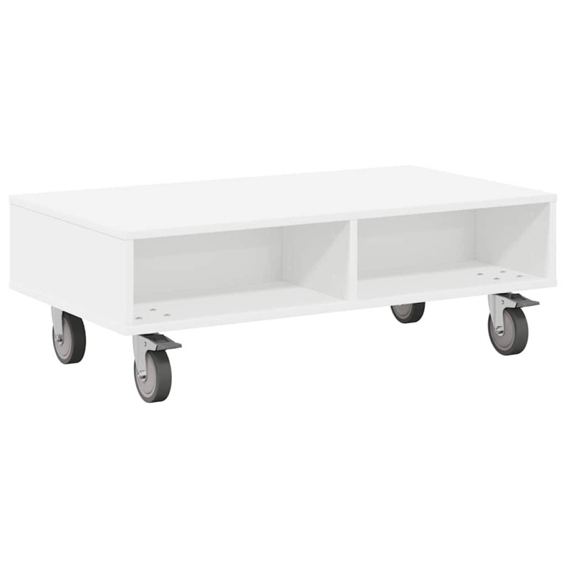 vidaXL Κομοδίνο με τροχούς Λευκό 90 x 50 x 30 cm Επεξεργασμένο Ξύλο