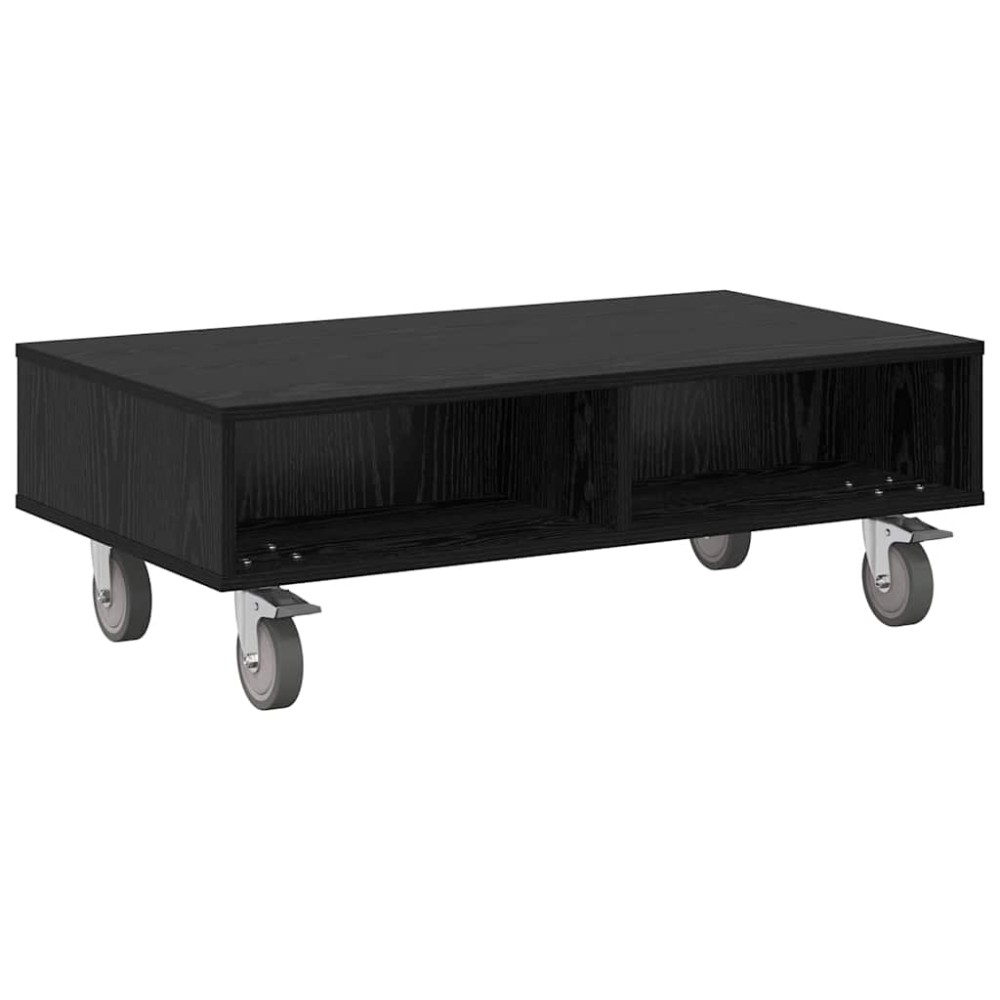 vidaXL Κομοδίνο με τροχούς Μαύρη Οξυά 90 x 50 x 30 cm