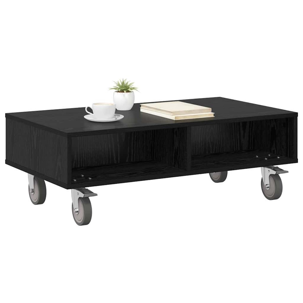 vidaXL Κομοδίνο με τροχούς Μαύρη Οξυά 90 x 50 x 30 cm