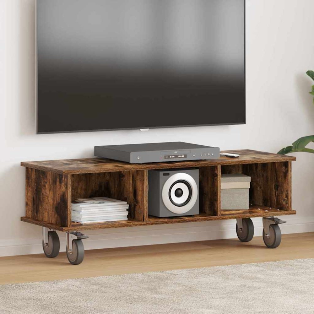 vidaXL Βάση TV 100 x 35 x 35 εκ Καπνιστό Δρύς Επεξεργασμένο Ξύλο
