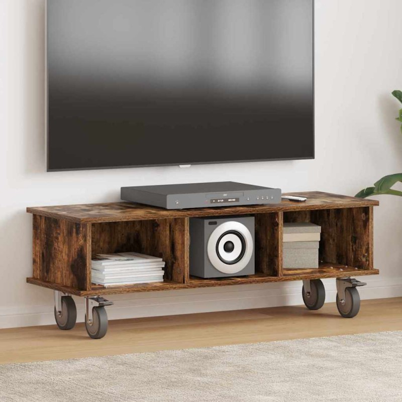 vidaXL Βάση TV 100 x 35 x 35 εκ Καπνιστό Δρύς Επεξεργασμένο Ξύλο