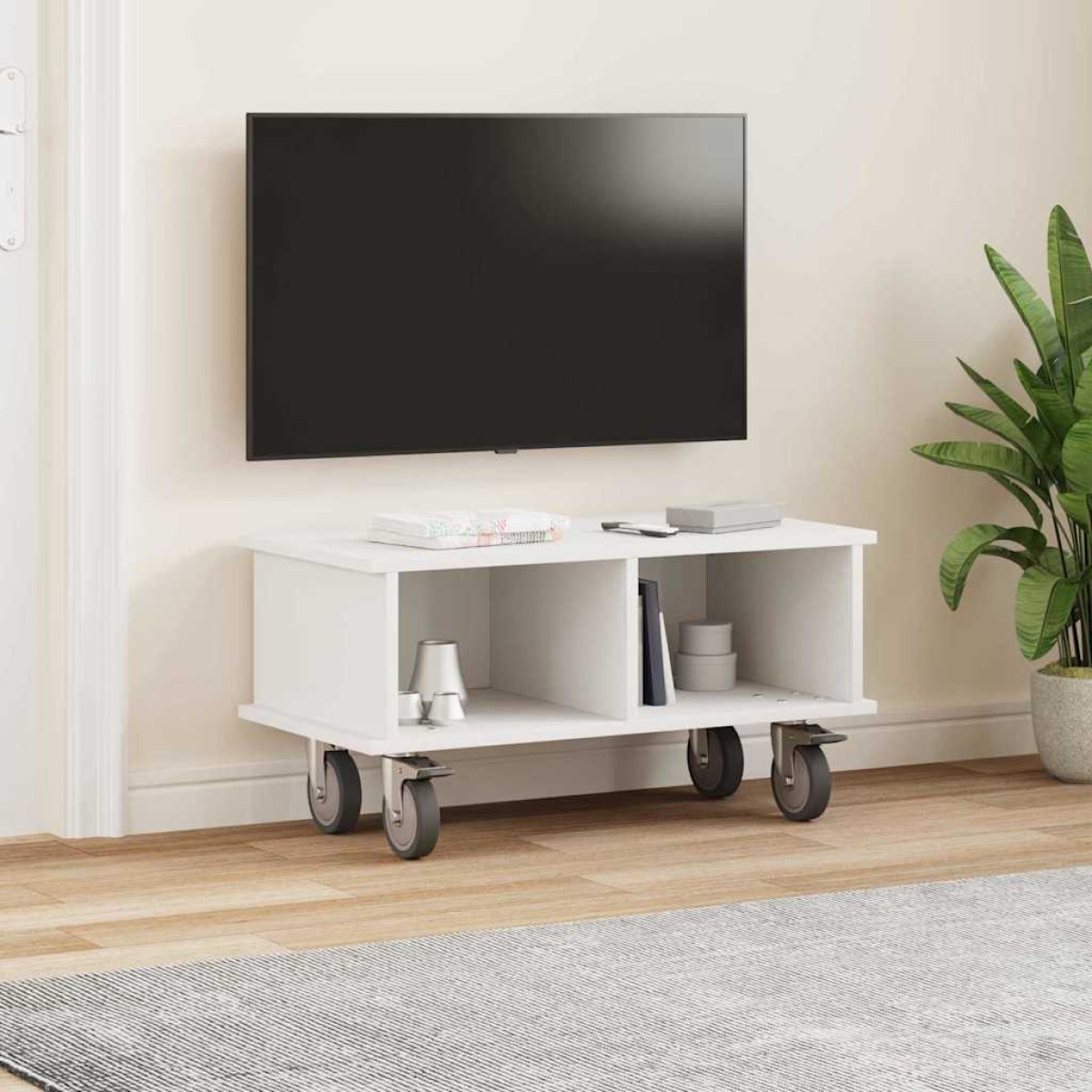 vidaXL Βάση TV 68,5 x 35 x 35 εκ Λευκό Επεξεργασμένο Ξύλο