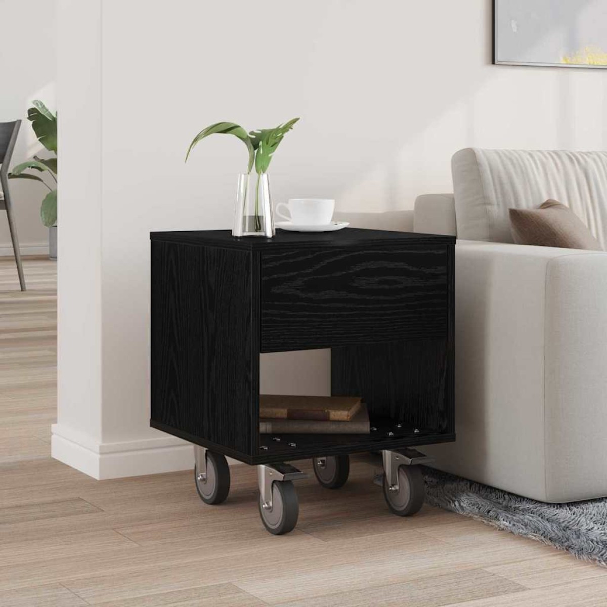 vidaXL Κομοδίνο Μαύρη Οξυά 40,5 x 40 x 48 εκ. Επεξεργασμένο Ξύλο