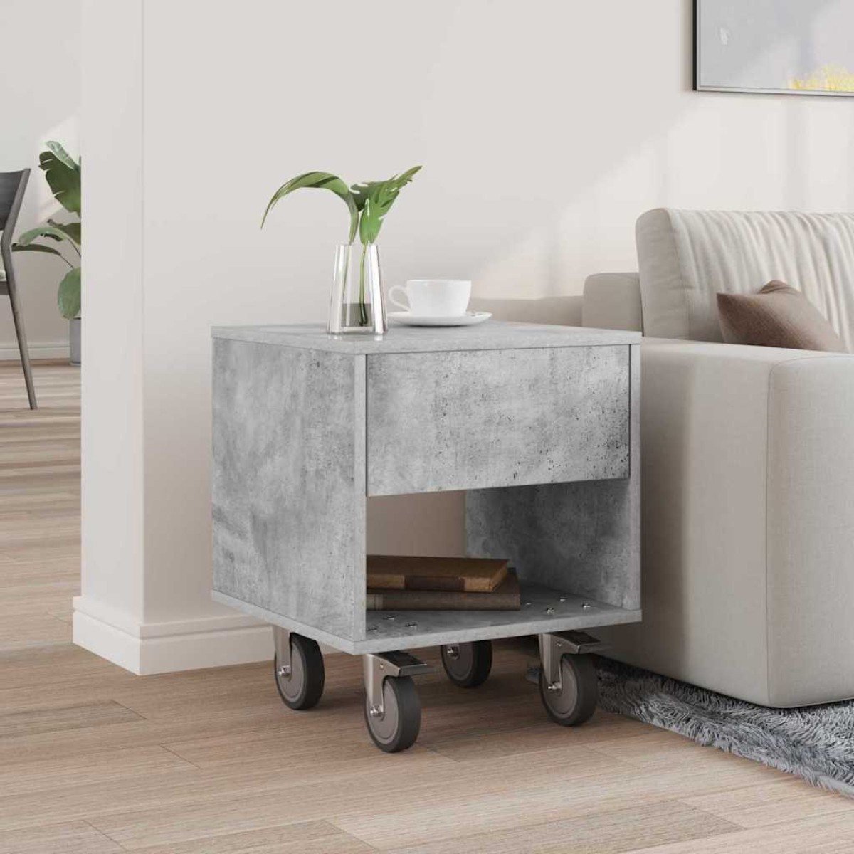vidaXL Κομοδίνο Σκυρόδεμα Γκρι 40,5 x 40 x 48 εκ. Επεξεργασμένο Ξύλο