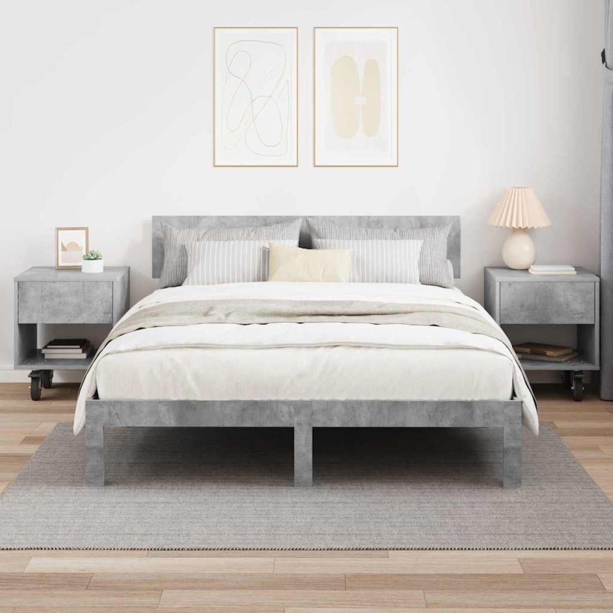 vidaXL Κομοδίνο 2 τμχ. Σκυρόδεμα Γκρι 40,5 x 40 x 48 εκ.