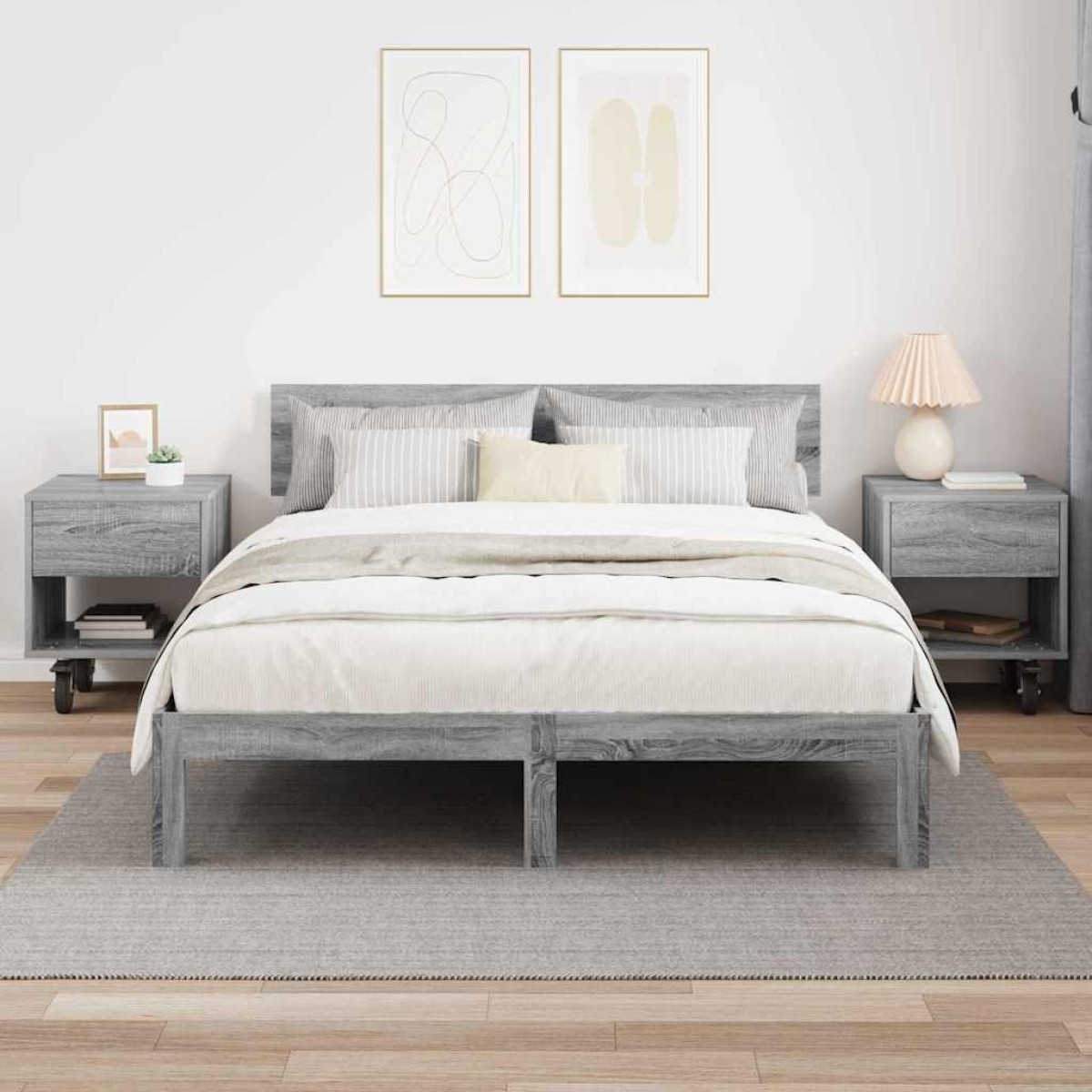 vidaXL Κομοδίνο 2 τμχ. Γκρίζο Σονομα 40,5 x 40 x 48 εκ.