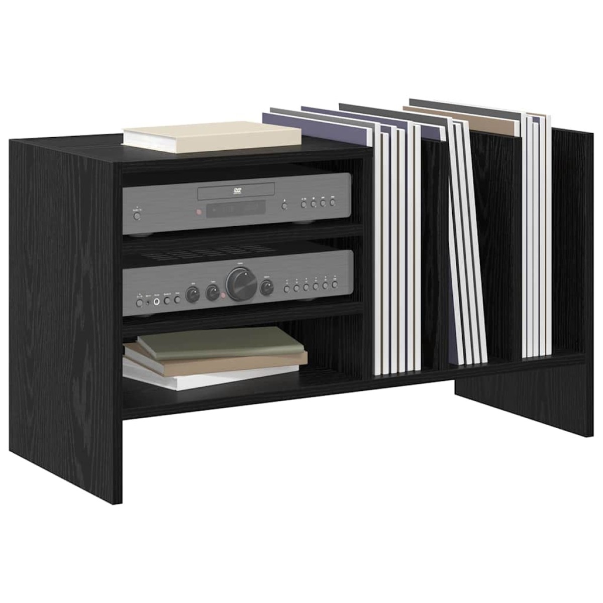 vidaXL Ντουλάπι δίσκων βινυλίου Μαύρη Οξυά 78,5 x 35 x 45 εκ
