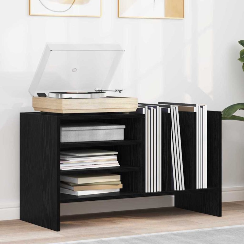 vidaXL Ντουλάπι δίσκων βινυλίου Μαύρη Οξυά 78,5 x 35 x 45 εκ