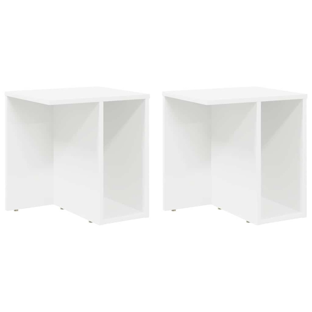 vidaXL End Table 2 τμχ. Λευκό 37 x 32 x 40 εκ Επεξεργασμένο Ξύλο