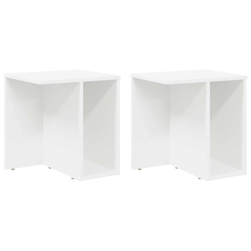 vidaXL End Table 2 τμχ. Λευκό 37 x 32 x 40 εκ Επεξεργασμένο Ξύλο