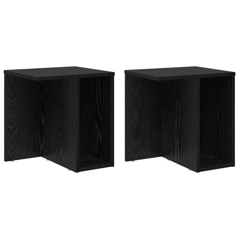 vidaXL End Table 2 τμχ. Μαύρη Οξυά 37 x 32 x 40 εκ Επεξεργασμένο Ξύλο