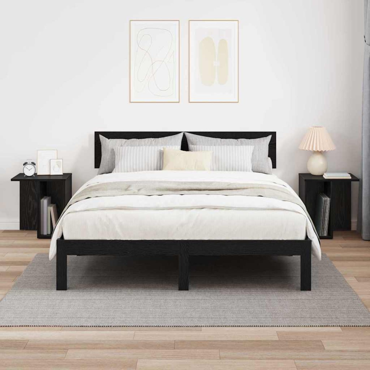 vidaXL End Table 2 τμχ. Μαύρη Οξυά 37 x 32 x 40 εκ Επεξεργασμένο Ξύλο