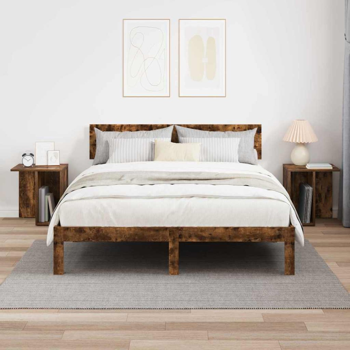 vidaXL End Table 2 τμχ. Καπνιστό Δρύς 37 x 32 x 40 εκ