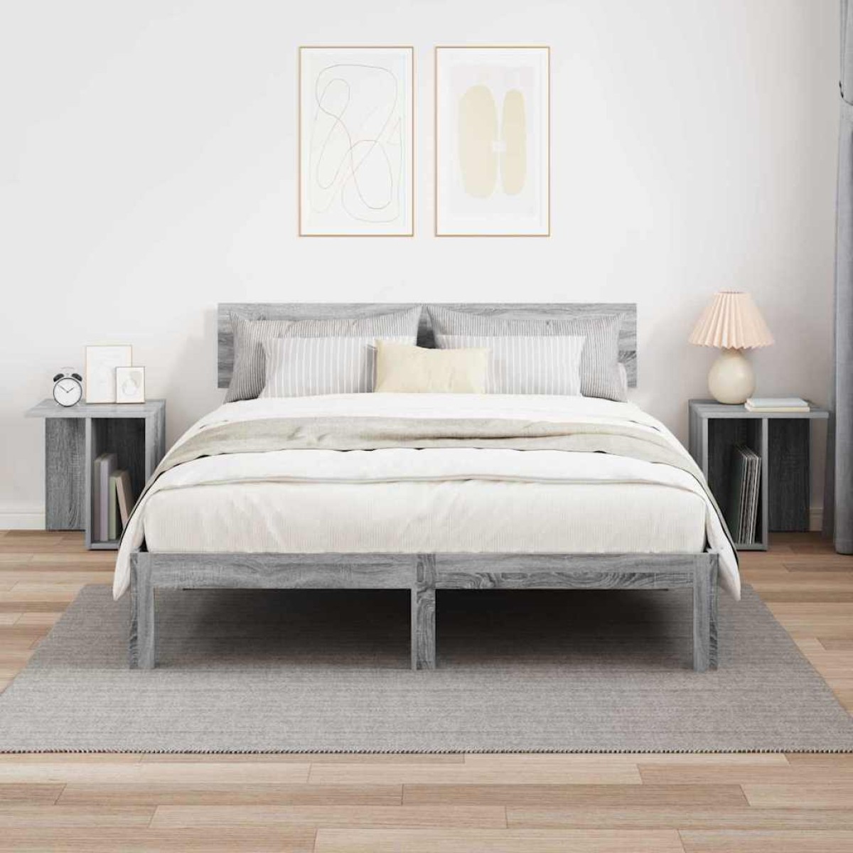 vidaXL End Table 2 τμχ. Γκρίζο Σονομα 37 x 32 x 40 εκ