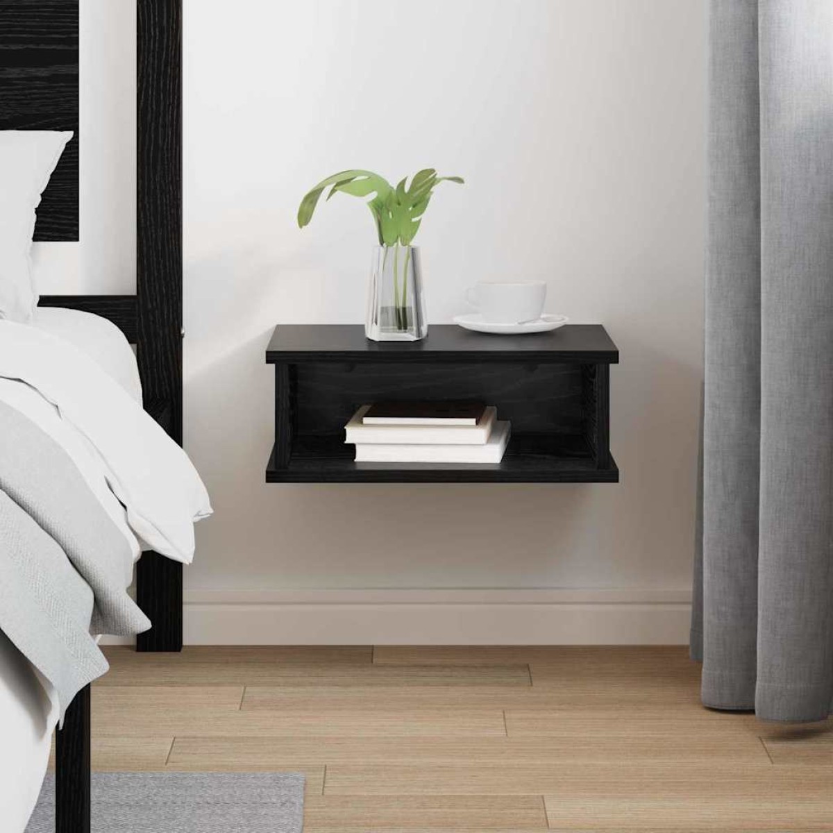 vidaXL Κομοδίνο Μαύρη Οξυά 40 x 31 x 15 εκ Επεξεργασμένο Ξύλο