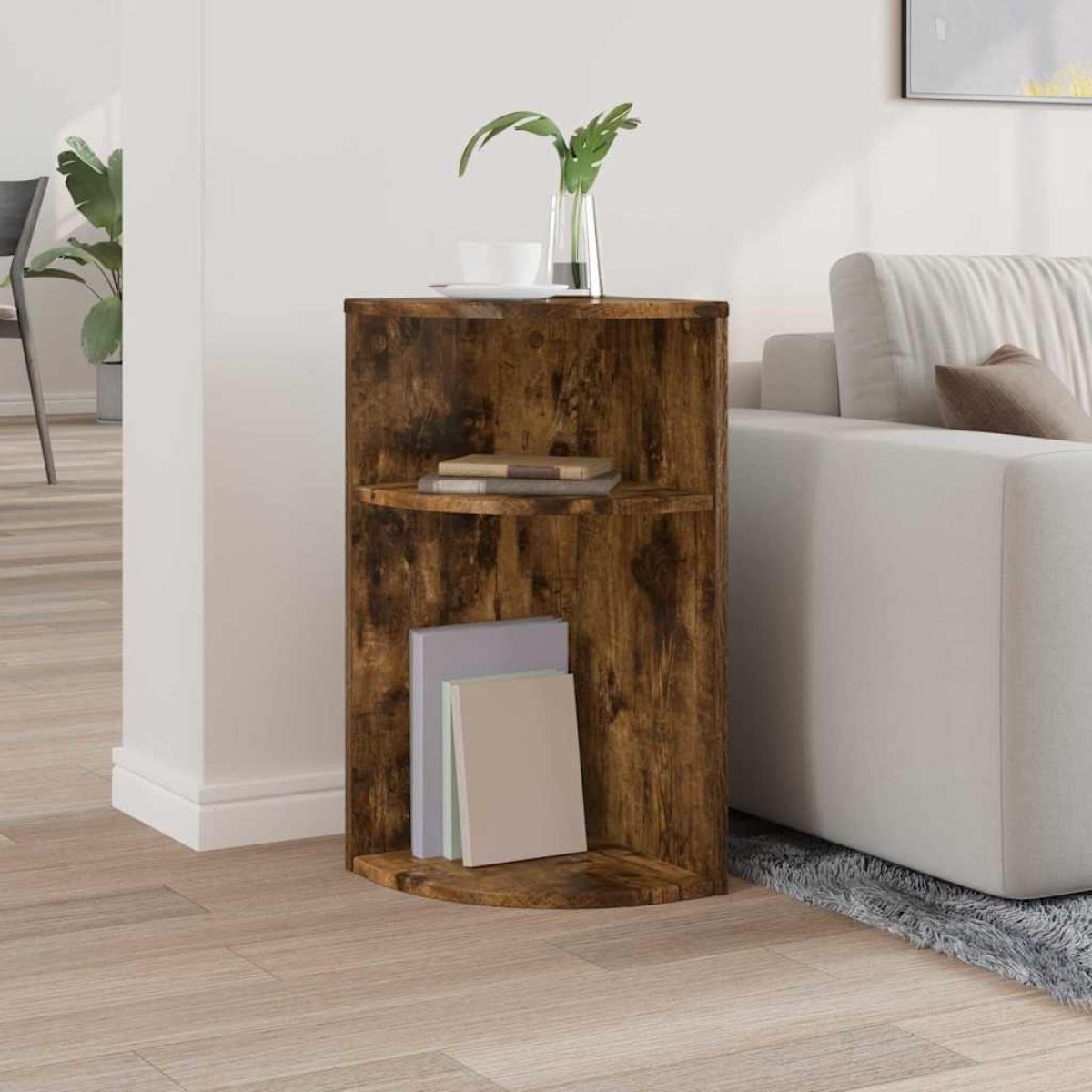 vidaXL End Table Καπνιστό Δρύς 29,6 x 29,6 x 60 εκ Επεξεργασμένο Ξύλο