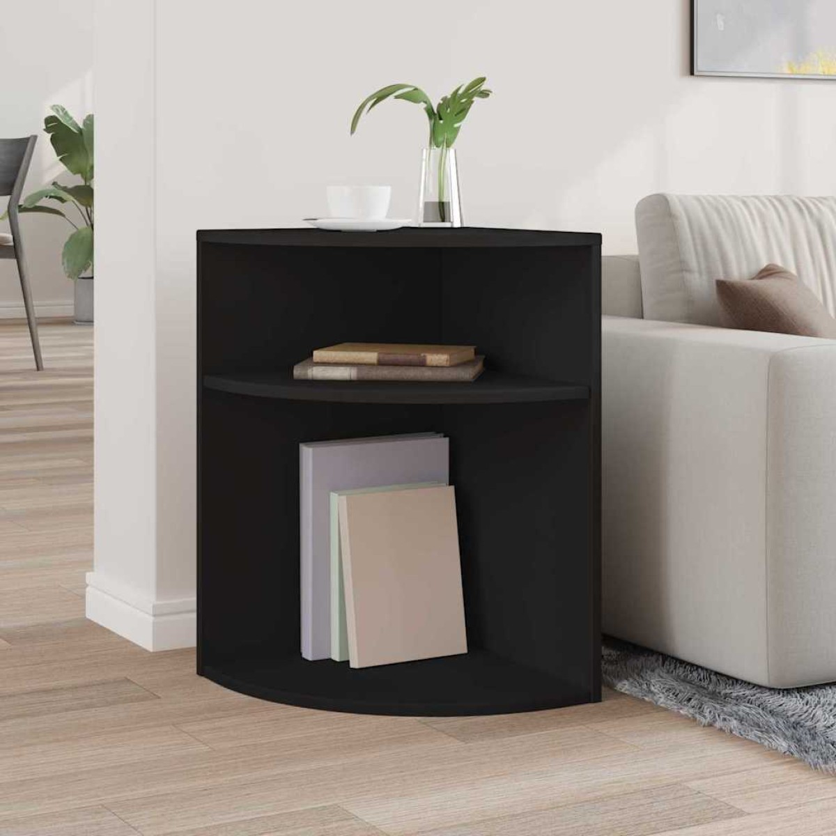 vidaXL End Table Μαύρο 39,7 x 39,7 x 60 εκ Επεξεργασμένο Ξύλο