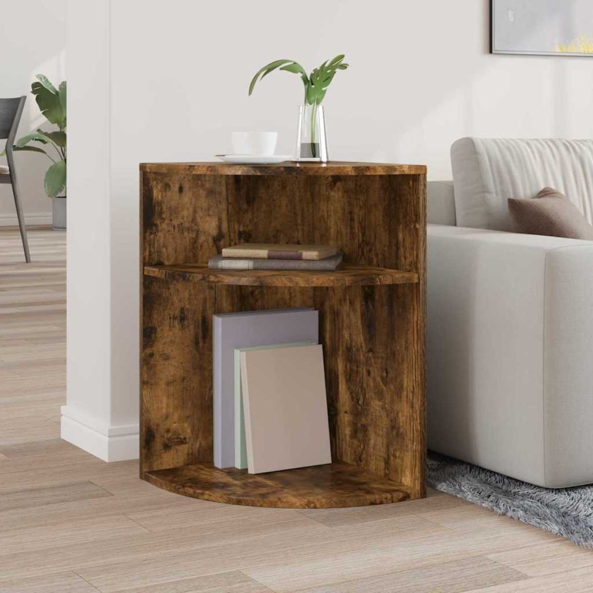 vidaXL End Table Καπνιστό Δρύς 39,7 x 39,7 x 60 εκ Επεξεργασμένο Ξύλο