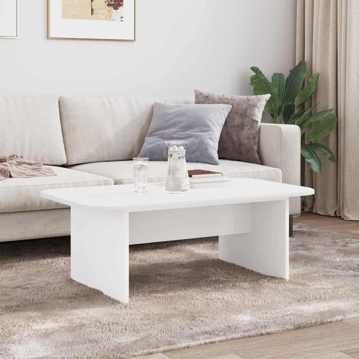 vidaXL Τραπεζάκι σαλονιού Λευκό 93 x 53 x 33 εκ Επεξεργασμένο Ξύλο